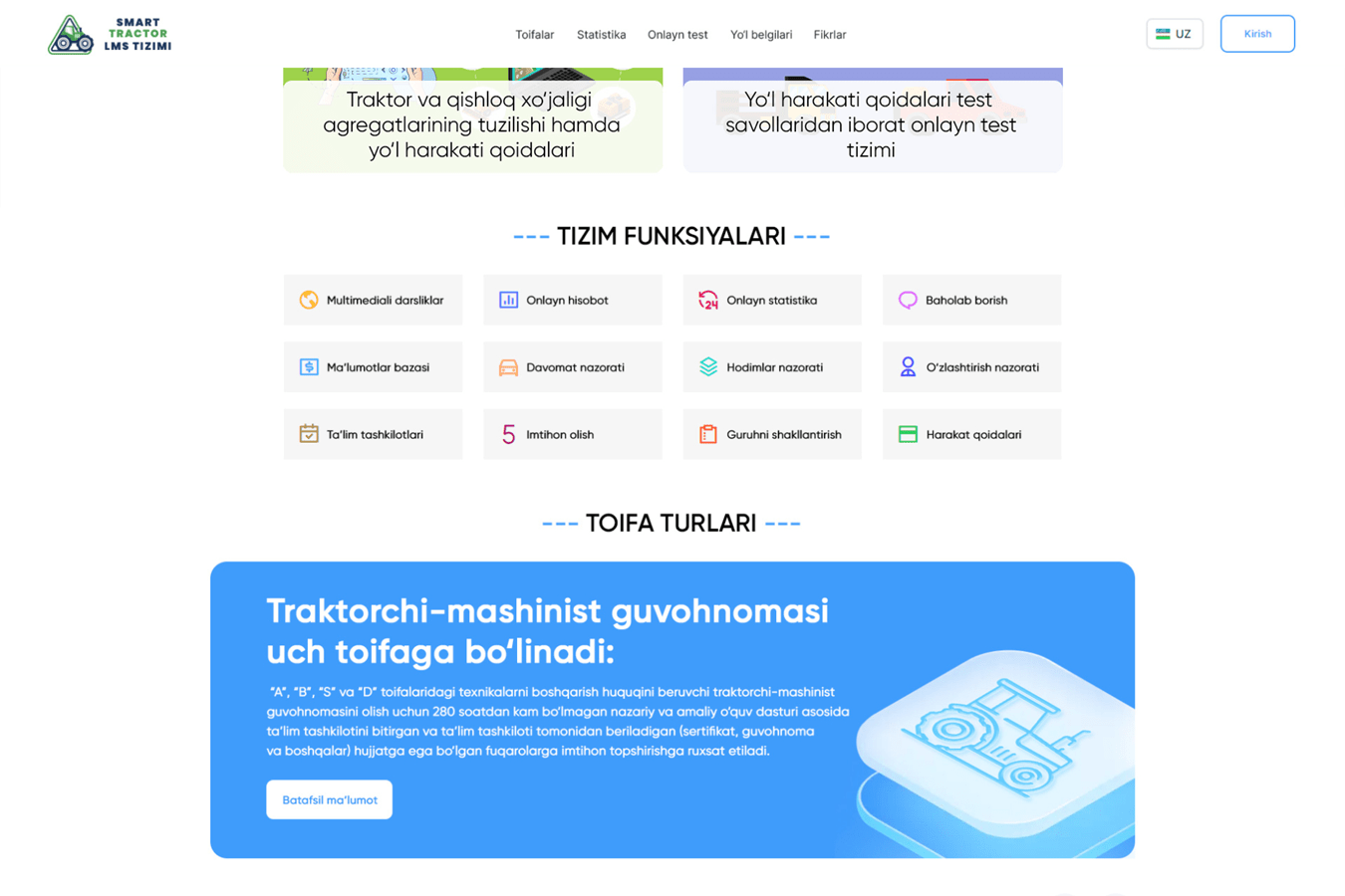 Traktorlar qishloq xo'jaligi sohasida